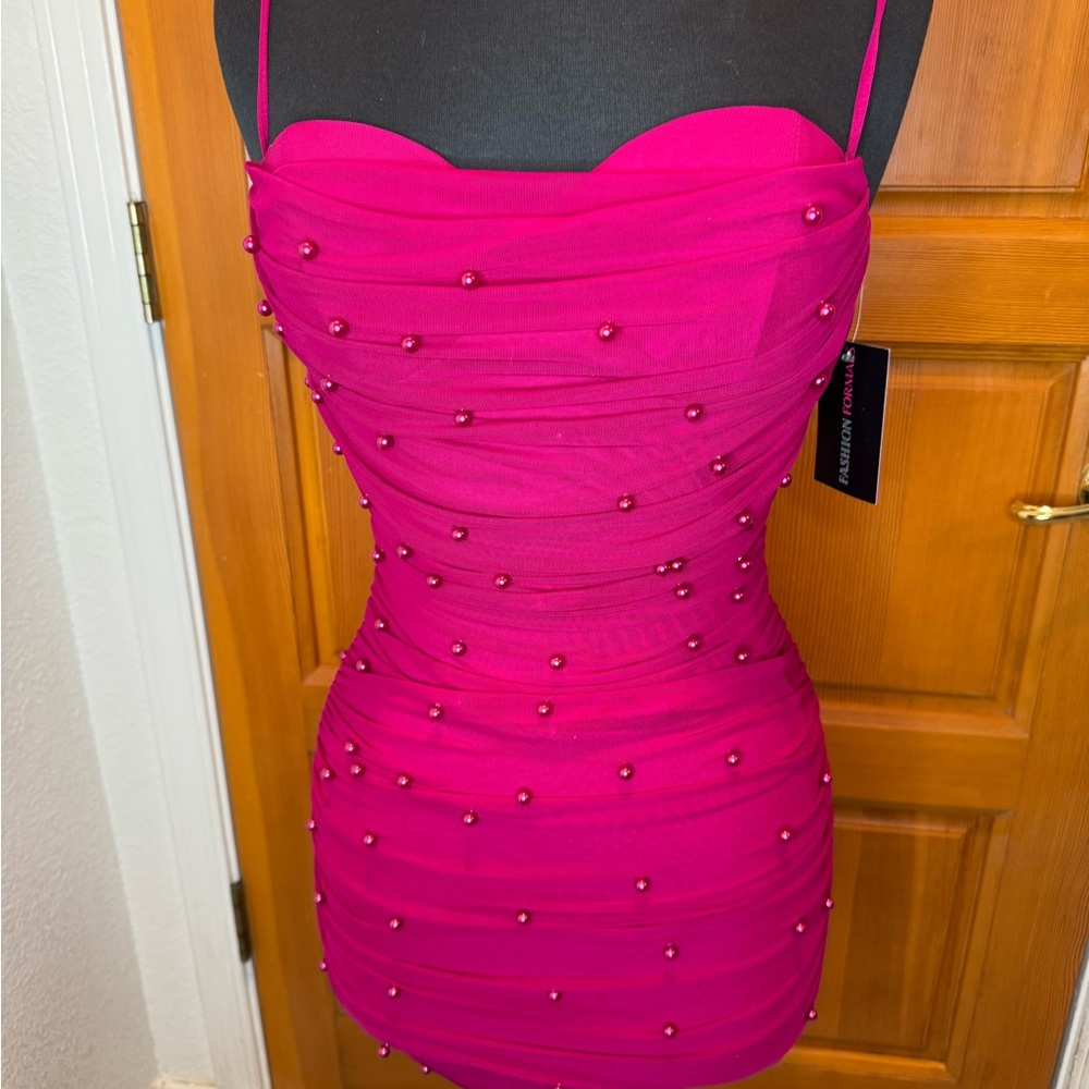 Elegant Pink Beaded Dress